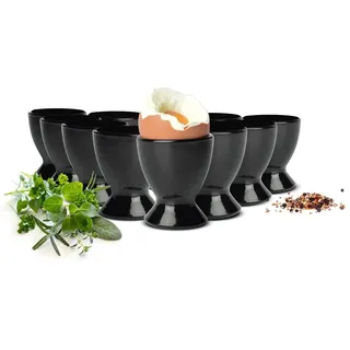 Sendez Eierbecher 6 schwarze Eierbecher aus Glas Eierständer Eierhalter Glaseierbecher schwarz