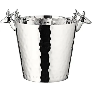 EDZARD Flaschenkühler Maya (Ø 20 cm) aus Edelstahl - Champagner Kühler, Sektkühler - Getränkekühler für 1 Flasche - Schale für Wein, Sekt & Eiswürfel - Weinkühler gehämmert mit Griff