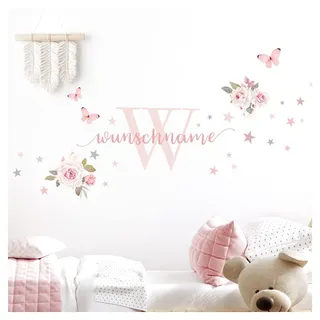 Little Deco Wandtattoo Rosen Schmetterlinge & Wunschname DL318 Motiv 3 M