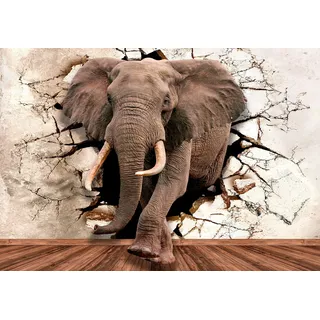 WallArena - Vlies Fototapete Elefant Abstrakt Optik Wand Tiere 416x290 cm - Fototapeten - Tapeten - für Wohnzimmer Schlafzimmer - Vliestapete Wandtapete Tapete 3D Effekt- inkl. Kleister