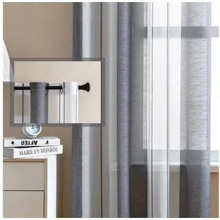 BTTO V&G Vorhang Gestreifter Vorhang 2er Set Ösen Voile Vorhänge,Gardinen Transparent, Schlafzimmer Vorhang Streifen