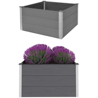 Myheimly Garten Hochbeet Pflanzkasten Blumenkasten Gemüsebeet Pflanzkübel Blumenkübel Frühbeet Gartenbeet Pflanzbeet WPC Grau Garten Hochbeet 100 x 100 x 54 cm