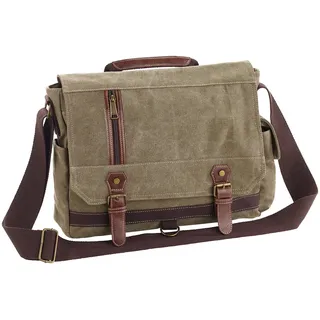 Xcase Canvas Laptoptasche: Geräumige Canvas-Retro-Umhängetasche für Notebooks bis 33 cm/13", Oliv (Herrentasche, Schultertasche, Herren)