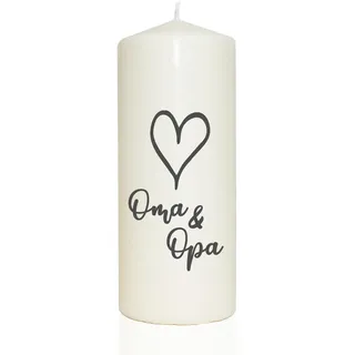 WB wohn trends Spruchkerze, Herz Oma & Opa, 20cm, 765g d8cm, Kerze mit Spruch, Brenndauer ca 70 Std