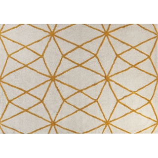 Beliani, Teppich, Teppich Baumwolle cremeweiß / gelb 160 x 230 cm geometrisches Muster Shaggy MARAND (160 x 230 cm)