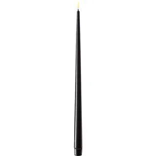 Deluxe Homeart LED Stabkerze mit Lack Real Flame 2er Set, Ø2,2 cm x H 38 cm, 2er Set, schwarz