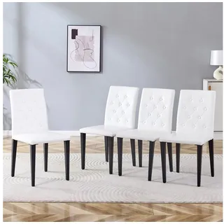 STILVORA Esszimmerstuhl 4er-Set Esstischstühle in Schwarz-Weiß mit schwarze Metallbeine modern