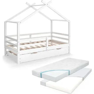 VitaliSpa Hausbett Luni 160 x 80 cm Kiefer massiv weiß