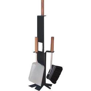 Kaminbesteck 3 Teile Kamin Besteck 18x62x14cm Edelstahl Nussholz schwarz neu