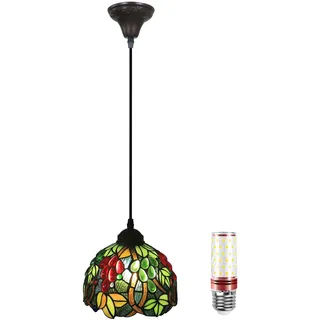 Uziqueif Tiffany Style Pendelleuchte, E27 Retro Hängelampe, Höhenverstellbare Pendant Light, Deckenleuchte Hängend für Esszimmer Cafe Bar, Esstisch Kronleuchter, Traube Lampenschirm,Grape