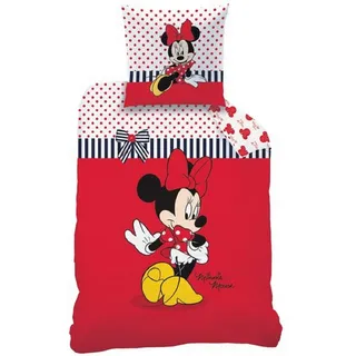 CTI Kinderbettwäsche Biber Bettwäsche Minnie Sweetie Flanell 80x80 cm 135x200 cm, 2 teilig, Langlebig rot