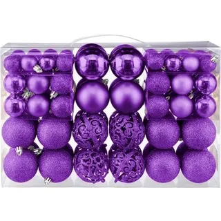 Weihnachtskugel-set, 100-teilig, Funkelnder Weihnachtsbaumschmuck, Festliche Christbaumkugeln Mit Haken Für Weihnachtsfeiern Und Hochzeiten (lila)