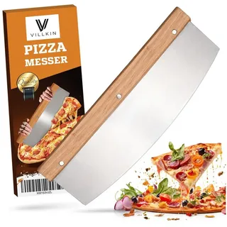 Villkin Pizzaschneider, Pizzamesser, Cutter, Wiegemesser, Kräutermesser (32cm), gerader, schneller Schnitt, nicht nur für Pizza geeignet