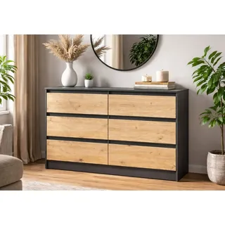 home collective Highboard 140 x 78 x 35 cm Anthrazit/Artisan-Eiche