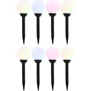 vidaXL Solarleuchte Kunststoff 15 cm 8er Set RGB weiß