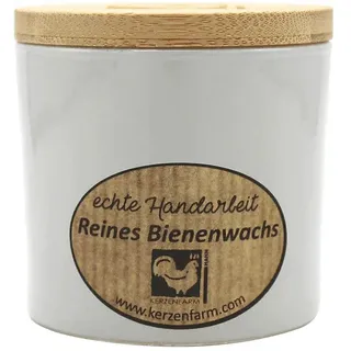 100% Bienenwachskerze im Glas 70/70 mm, Elfenbein, KERZENFARM HAHN, Brenndauer 17h