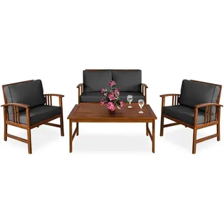 DEUBA Casaria® Gartenmöbel Set Atlas Holz Fsc®-zertifiziert wetterfest 300kg Belastbarkeit Tisch Sessel Auflagen Garten Terrasse Möbelset Akazie Anthrazit