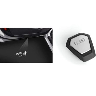 Original Audi LED-Einstiegsleuchten Ringe-Gecko-Logo & 80A087009 Duftspender Singleframe schwarz, orientalisch, nachfüllbar