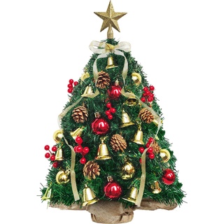Mini Christbaum Künstlich Mit 40 DIY Weihnachtsdekoration,60cm Kleiner Tisch Weihnachtsbaum Passend für Weihnachten und Neujahr Haus Büro Dekoration