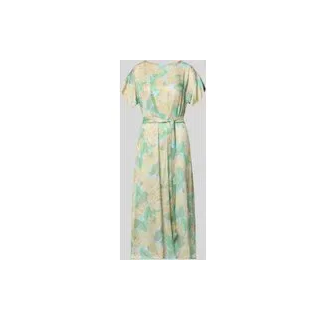 Midikleid aus Viskose mit Bindegürtel, Hellblau, 36
