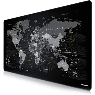 Titanwolf - Übergröße DEUTSCHES Layout Mauspad 1200x600mm Weltkarte - XXXL Mousepad groß mit Motiv - Tischunterlage Large Size - XXL Gaming z.B. für Logitech Maus und Tastatur