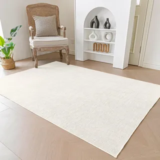 Evitany Kurzflor Teppiche Creme Wohnzimmer, Waschbar und rutschfest Teppich, Teppiche Schlafzimmer, Lounge, Küchenteppich (Creme/60x120cm)