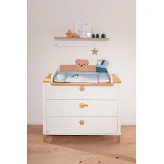 Paidi Wickelkommode LOTTE & FYNN Steiff by PAIDI, 3 Schubladen und Wickelaufsatz, Weiß mit Eiche Massivholz, abnehmbarer Aufsatz, Soft-Close weiß