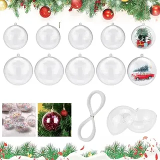 Transparente Weihnachtskugeln, 4/5 Cm, Transparente Kunststoffkugeln Zum Befüllen, Teilbare Transparente Befüllbare Kugeln, Kleine Transparente Christbaumkugeln Für Selbstgemachte Weihnachtsbaumdekora