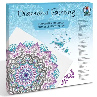 Ursus Diamond Painting Mandala Set 12 Bastelset mit Leinwand und Steinen