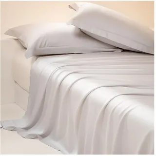 100% Eukalyptus Tencel/Lyocell Satin Bettlaken ohne Gummizug Betttuch Haustuch Laken ohne Gummi Seidig Glatte Kühlblätter für alle Jahreszeiten (Color : Gray A, Size : 245x250cm+48x74cm x2)