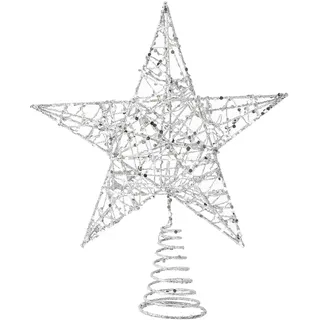 SULOLI Eisen Weihnachtsbaumspitze,Aufstecker Tannenbaumspitze,Weihnachtsbaum Topper Stern für Weihnachtsbaum Weihnachten Deko(Silber)