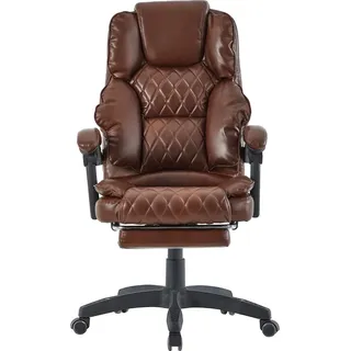 Trisens Bürostuhl mit Fußstütze und flexiblen 3-Punkt-Armlehnen - Schreibtischstuhl im Lederoptik-Design - ergonomischer Bürostuhl mit einer verstellbaren Rückenlehne für gesündere Sitzhaltung