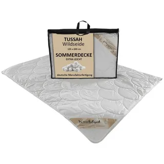 Meivita Naturfaserbettdecke Wildseide Bettdecke extra leichte Sommerdecke, Füllung: 100% Seide, Bezug: 100% Baumwolle, Hergestellt in Deutschland weiß 135 cm x 200 cm