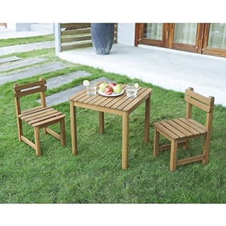 Générique Gartenmöbel-Set für Kinder – quadratischer Tisch 65 x 65 cm und 2 Stühle – aus Holz – für Kinder
