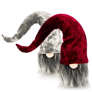 com-four® 2X Premium Weihnachts-Wichtel für die Weihnachtsdeko, winterliche Zwergen-Figur - Zipfelmütze - skandinavische Deko-Trolle - schwedischer Gnom mit Bart und Langer Wintermütze