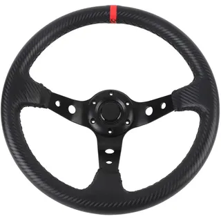 1-zoll-rennlenkrad, Rennlenkrad Aus Pu-leder Mit Aluminiumspeichen, Universelles 6-loch-sportlenkrad (rot).