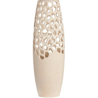 GILDE Bodenvase Bologna, Dekovase (1 St), Vase aus Keramik, mit gekratzer Oberflächenstruktur, Höhe ca. 60,5 cm weiß