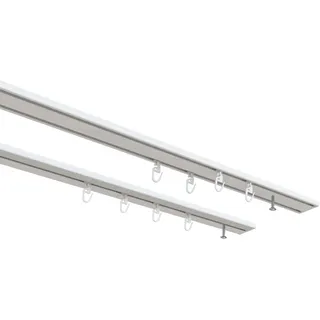 INDEKO Gardinenschiene Wendeschiene 2-läufig Ø 0 mm 140 cm Grau/Weiß