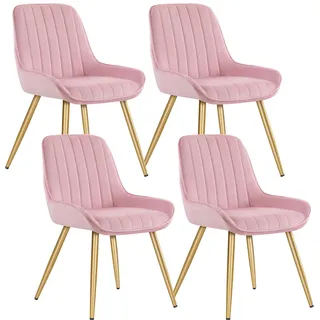 Lestarain Esszimmerstühle 4er Set Retro Samt Rosa