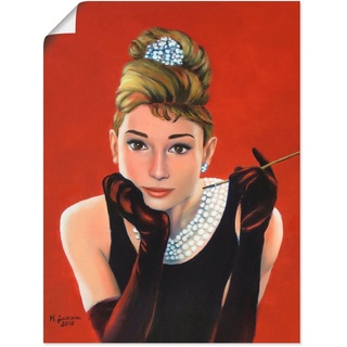 Artland Wandbild Audrey Hepburn Porträt, Stars (1 St), als Alubild, Outdoorbild, Leinwandbild, Poster, Wandaufkleber rot 60 cm x 80 cm