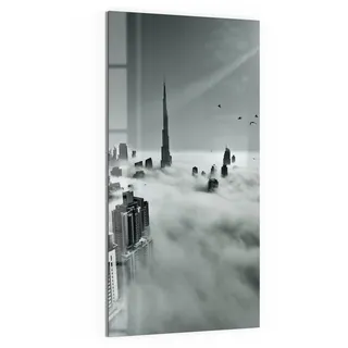 DEQORI Glas-Magnettafel | 50x100 cm cm groß | Motiv Himmel über Dubai | Memo-Board aus Glas | Magnetboard inkl. Magnete, Stift & Tuch für Küche & Büro | Tafel magnetisch & beschreibbar