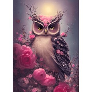 DAERLE Diamant Painting Bilder Eule Blume Diamond Painting Diamond Painting Kinder Diamond Painting Set Diamond Painting Erwachsene Cross Stickerei Malerei Diamanten Dekoration 30x40cm