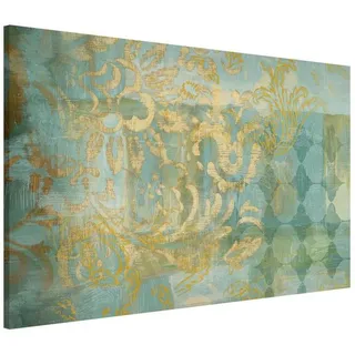 Bilderdepot24 Magnettafel Küche gold Marokkanische Collage in Gold und Türkis, (1-tlg., Magnetboard Pinnwand für die Wand - metallische Tafel für Magnete), Magnetwand groß mit Motiv Büro Memoboard magnetisch Querformat goldfarben 60 cm x 40 cm