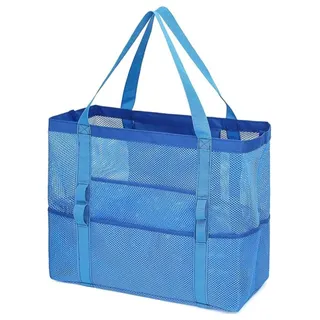 HEFEI XUJIE DIANPU Große Strandtasche Netztasche für Sandspielzeug TragbareMesh Strandspielzeug Tasche Sandspielzeug Netztasche mit Großer Kapazität Geeignet für Pool, Strand, Reisen