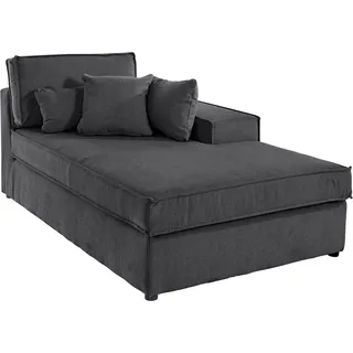 OTTO home Ottomane "Florid", schwarz, B:100cm H:75cm T:162cm, Baumwollmix (60% Baumwolle/40% Leinen);Struktur fein (100% Polyester);Samtoptik (100% Polyester);Samtvelours (100% Polyester);Struktur (100% Polyester);Struktur recycelt (100% recyceltes Polyester), 