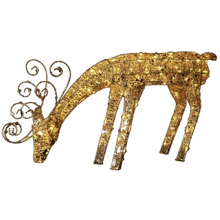 LED Hirsch Sequini von Star Trading, Weihnachtsfigur für innen und außen, aus Draht mit Pailetten in Gold, warmweiß, mit Kabel, Höhe: 55 cm, IP44