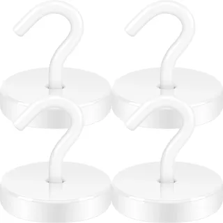 Neosmuk Magnethaken Extra Stark 77kg – Weiße Magnetische Haken mit Neodym für Camping, Werkstatt, Spind & Kleiderhaken, Outdoor & Kreuzfahrt Zubehör, 4er-Pack