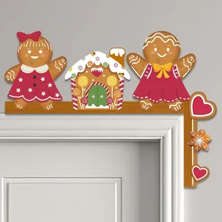 Drawelry 2025 Weihnachten Türrahmen Deko Ornament mit Weihnachtsmann Elch Schneemann Weihnachtsbaum Holz Basteln Statue Türdeko Herbst Türen Fenster Wände Dekoration Weihnachtsdeko Geschenke (B)