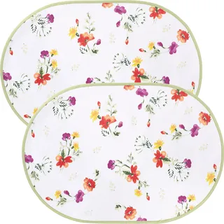 Erwin Müller Tischset 2er-Pack abwaschbar Blumen Größe oval: 35x50 cm