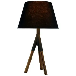 Licht-Erlebnisse Tischleuchte NIRAN, ohne Leuchtmittel, Tischlampe Dreibein Treibholz Stoff Handarbeit Wohnzimmer Schlafzimmer beige